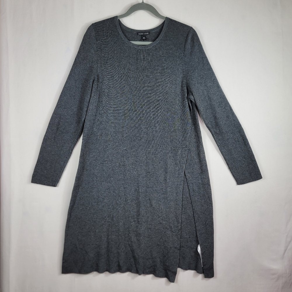 Eileen Fisher wool blend knit long sleeves dress